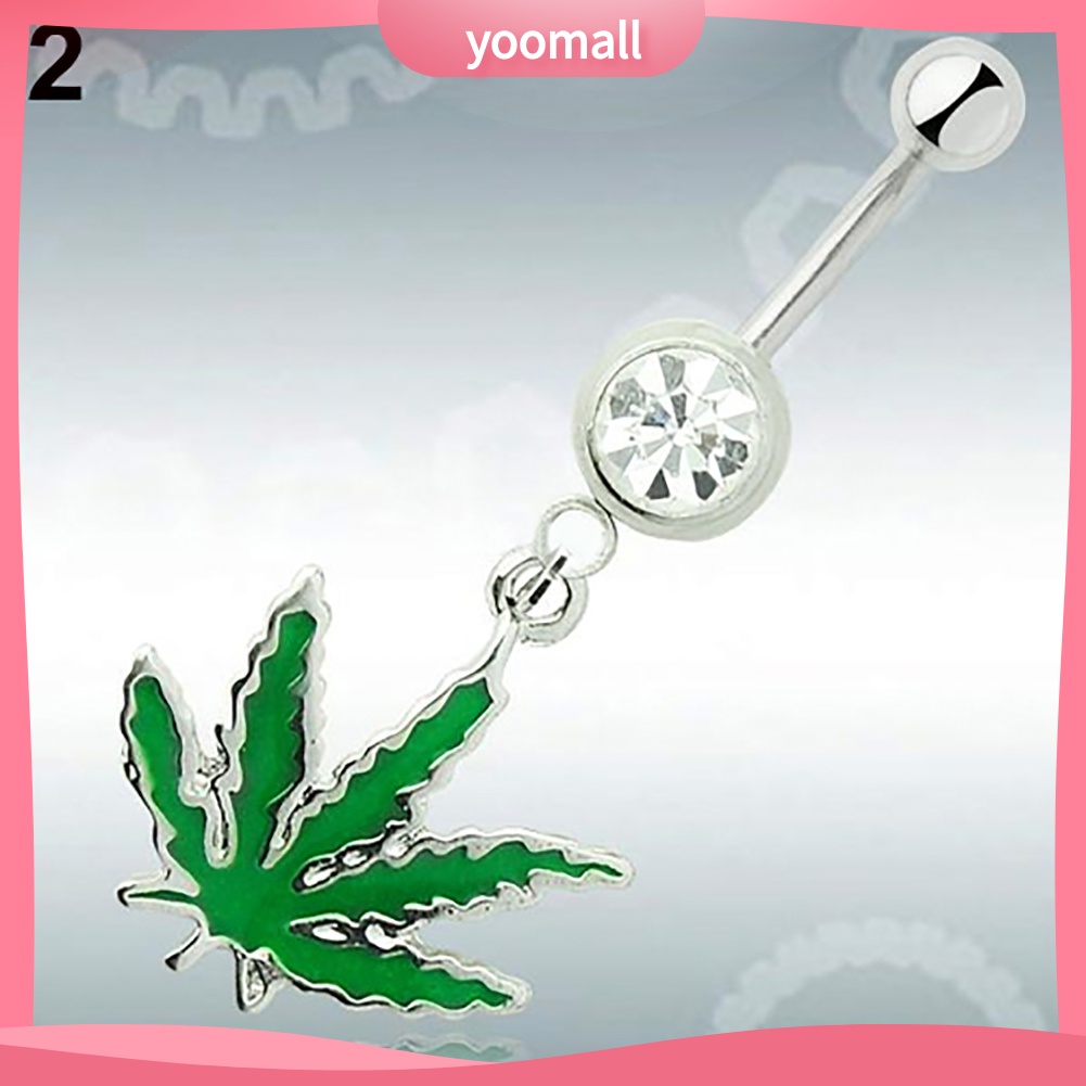 Khuyên Rốn Hình Lá Phong Đính Đá Nhân Tạo Thời Trang