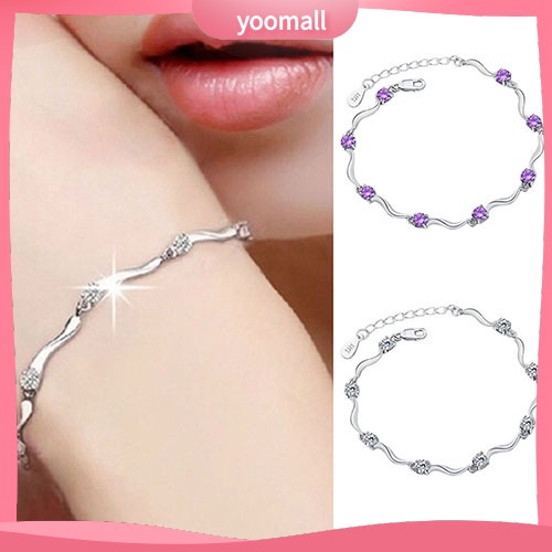 Vòng Tay Bạc 925 Đính Đá Pha Lê Hợp Thời Trang Cho Nữ