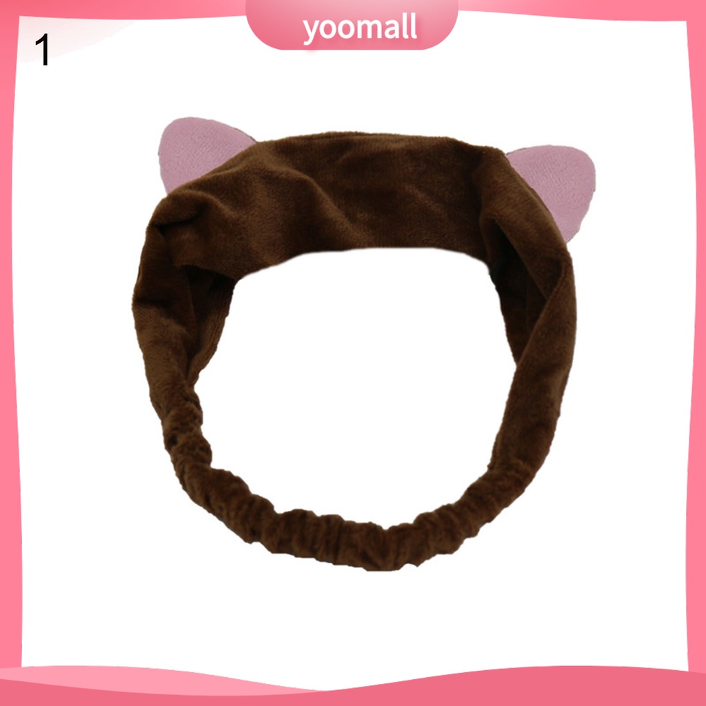 Giá Đỡ Băng Đô Rửa Mặt / Tóc Hình Tai Thú Không Phai Màu Thấm Hút Nước Dành Cho Bạn Gái