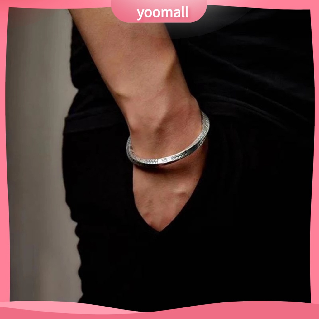 [YM] Vòng Tay Nam Dạng Hở Màu Bạc Trang Trí Hình Cá Và Chữ Cái Phong Cách Boho Có Thể Điều Chỉnh