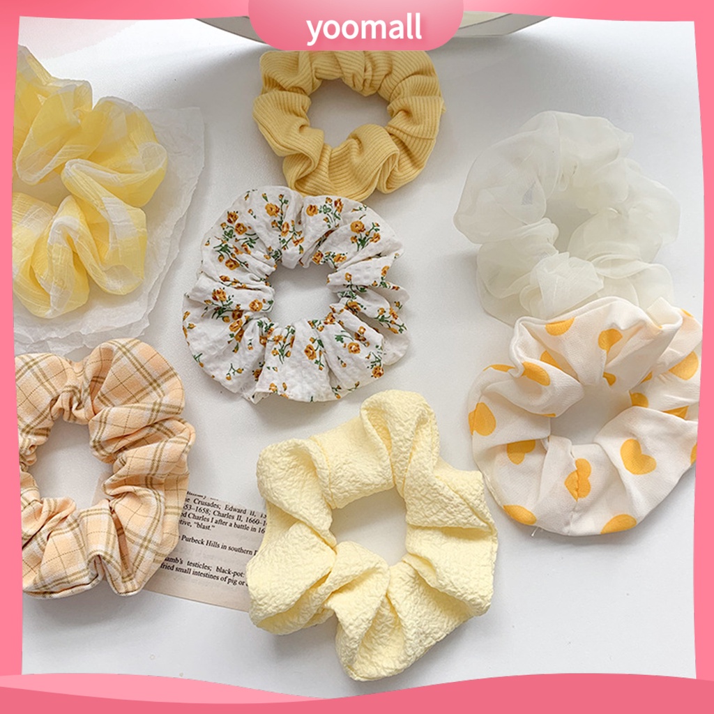 Dây Buộc Tóc Co Giãn Chống Trượt Chống Rơi In Họa Tiết Hoa Xinh Xắn Cho Nữ