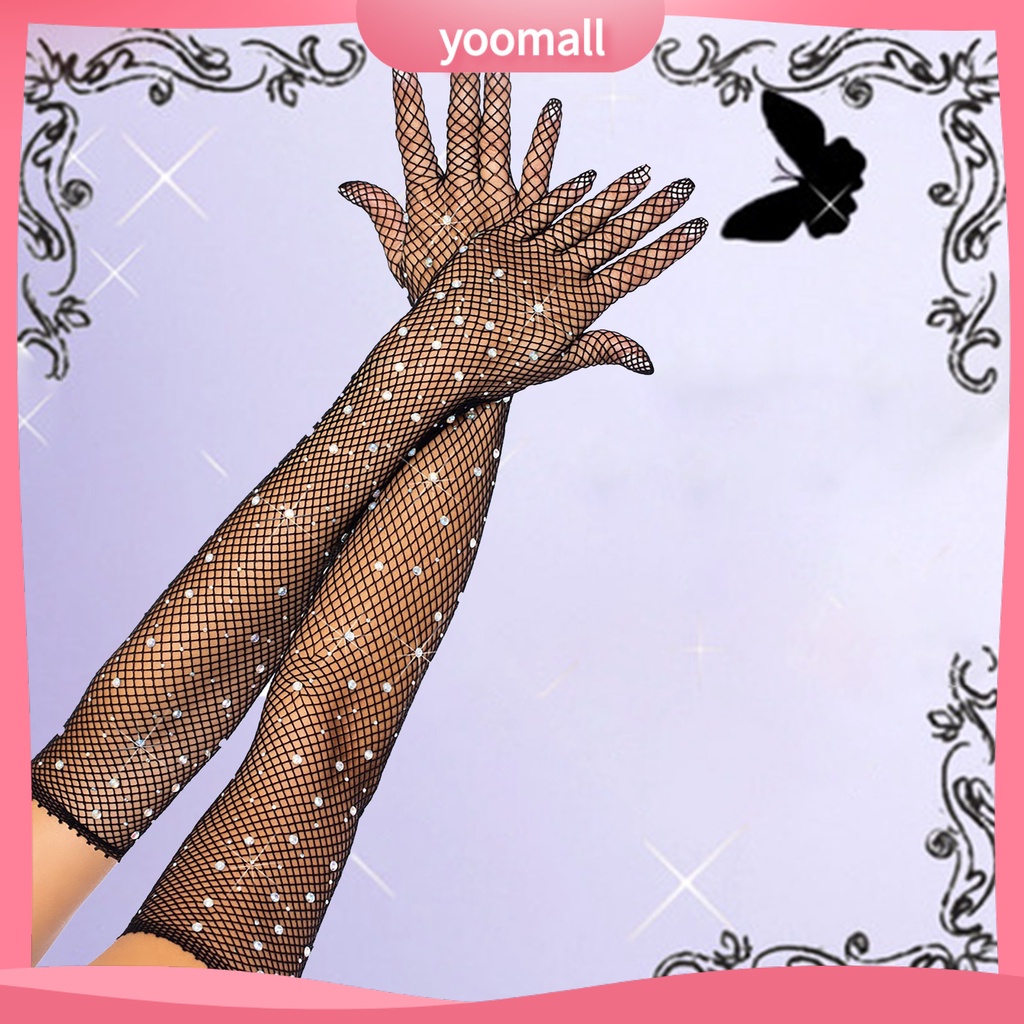 1 Đôi Găng Tay Lưới Đính Đá Thời Trang Cho Nữ