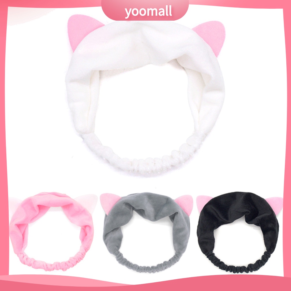 Băng Đô Tai Mèo Hoạt Hình Co Giãn Đáng Yêu Dành Cho Nữ Rửa Mặt Trang Điểm