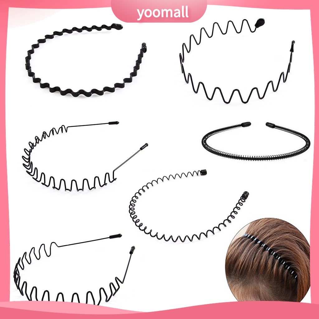 Set 6 Băng Đô Gợn Sóng Màu Đen Vô Hình Chống Trượt Có Thể Điều Chỉnh Chăm Sóc Làm Đẹp Cho Nam