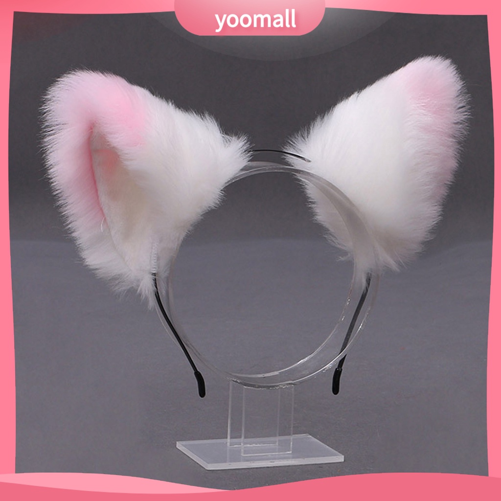 Băng Đô Tai Mèo Bông Chống Trượt Hóa Trang Lolita Dễ Thương Cho Nữ