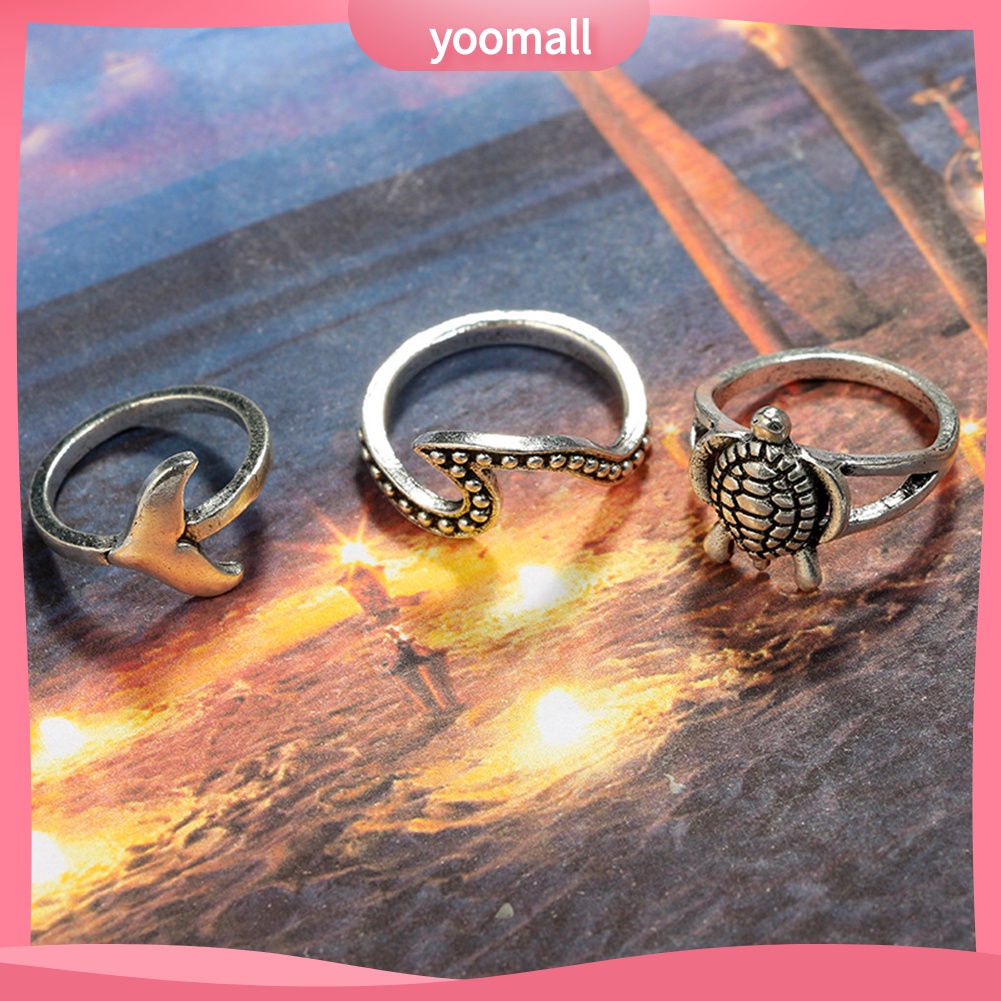 Set 8 Nhẫn Đeo Khớp Ngón Tay Phong Cách Boho Thời Trang Cho Nữ