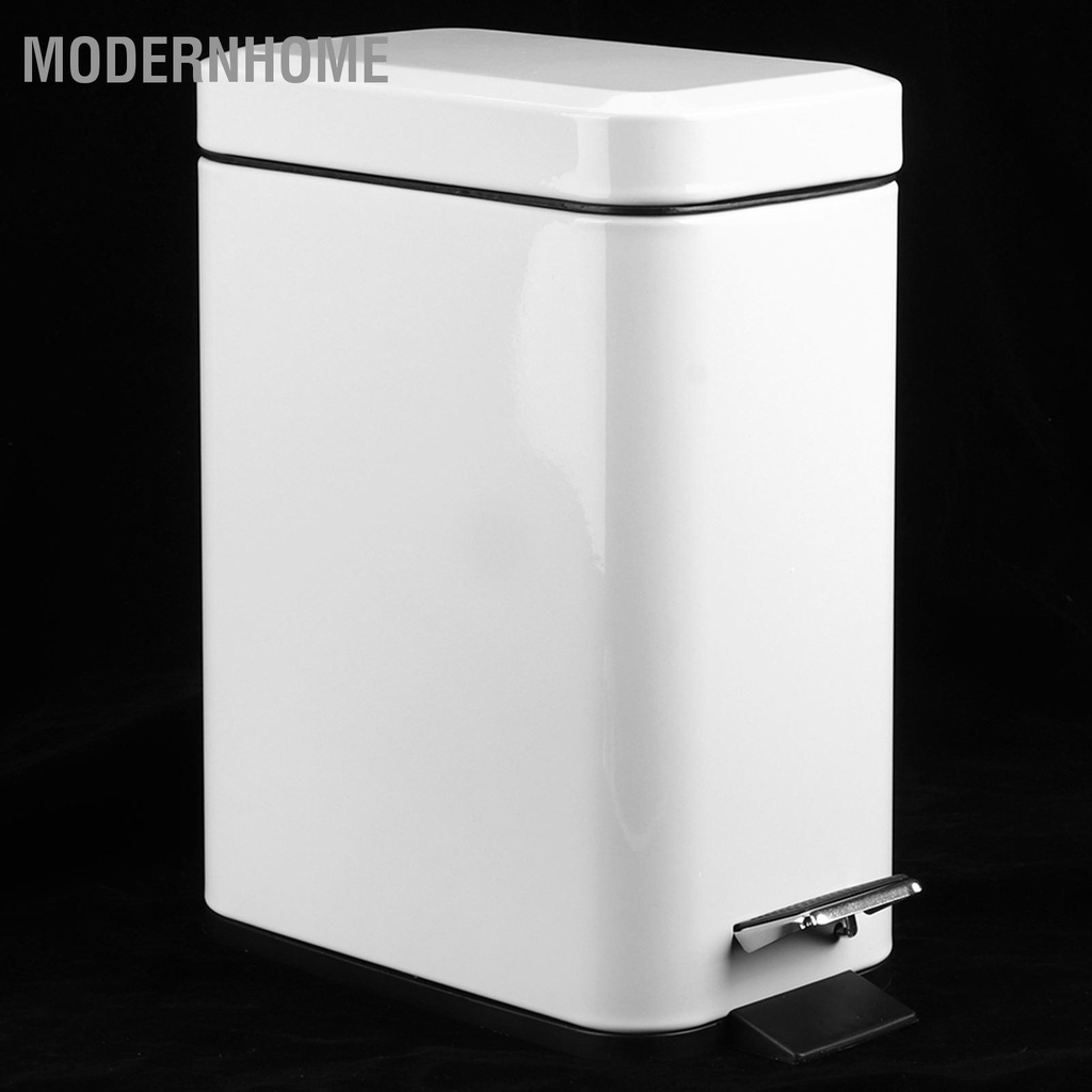 ModernHome Gia Đình Phòng Tắm Nhà Bếp Thép Không Gỉ Tắt Tiếng Đạp Rác Thùng Trắng 5L