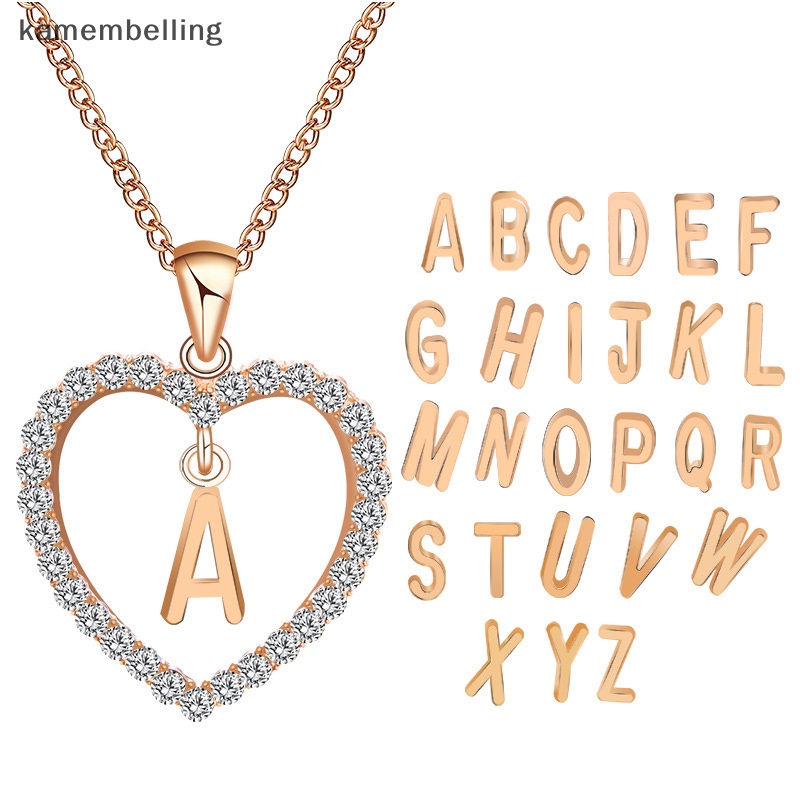 Vòng cổ Mặt Trái Tim Đính Đá 26 Chữ Cái A-Z