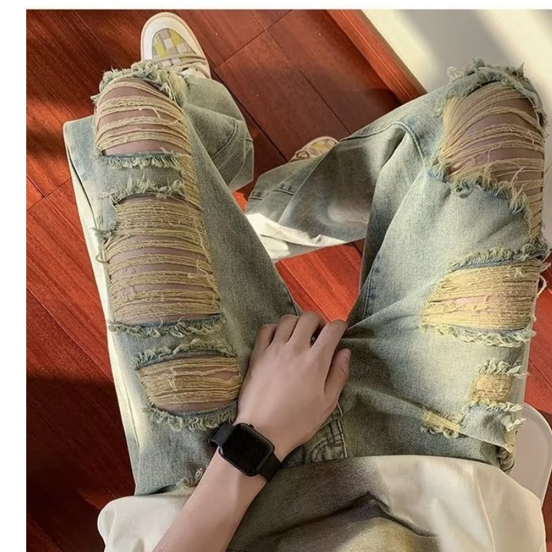 Sinransinya Quần jeans Nam Thời Trang Đường Phố Mỹ