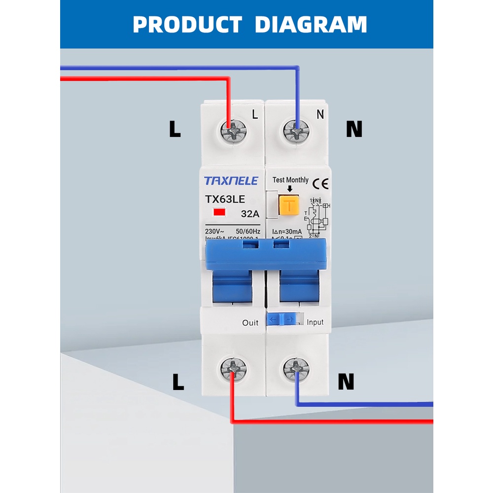Cầu Dao 16a 32a 63a 230v 2p mcb 30ma Cho Xe Điều Khiển rcbo rcd