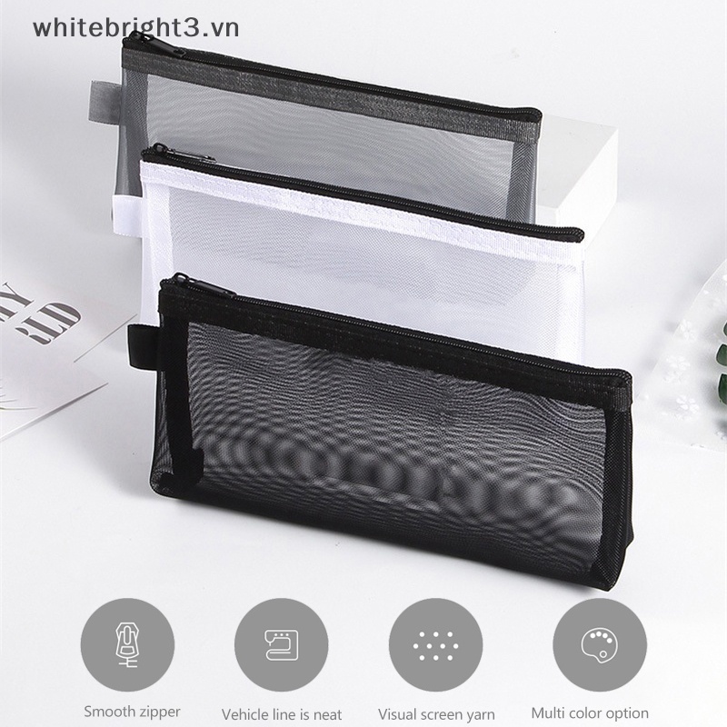 Túi Đựng Bút Dạng Lưới Màu Trong Suốt Tiện Dụng Cho Học Sinh / Văn Phòng