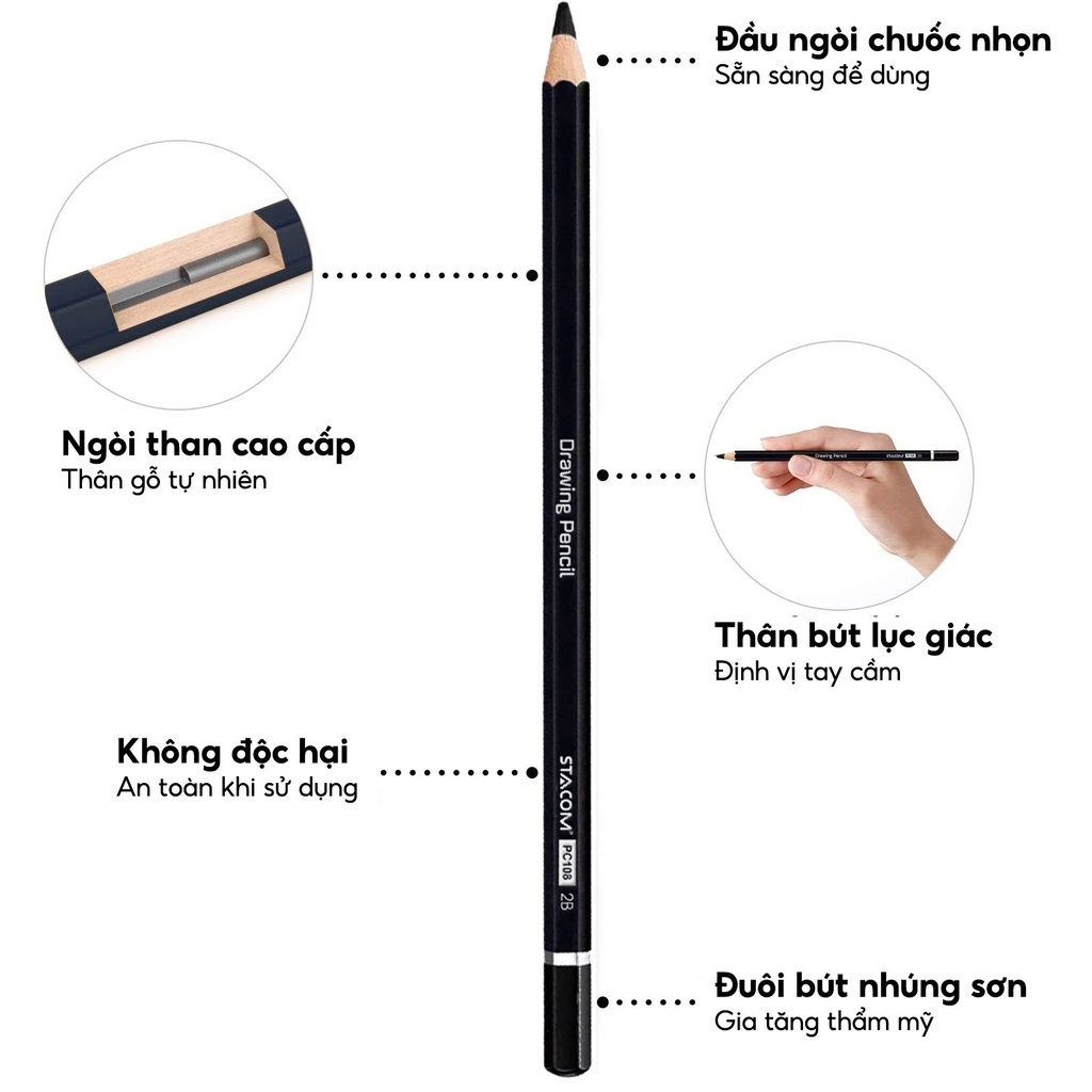 Bút Chì Gỗ Kỹ Thuật Stacom PC108 (1 Cây)