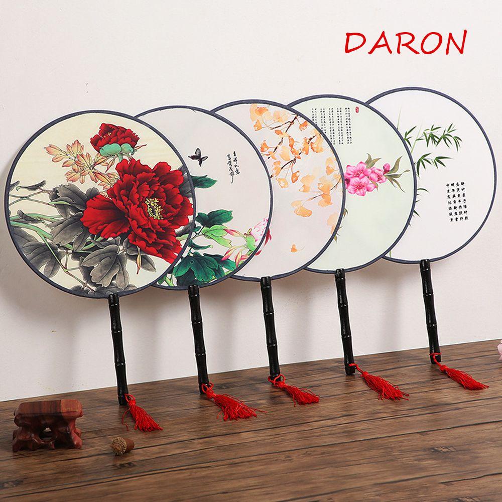 Quạt Lụa Cầm Tay Handmade Hình Tròn Phong Cách Trung Hoa Dùng Trang Trí Đám Cưới / Làm Đạo Cụ