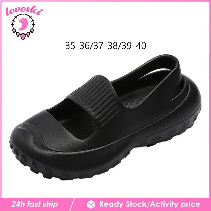 Xăng đan Bít Mũi Đế Dày Siêu Nhẹ Màu Đen Thời Trang Mùa Hè Cho Nữ