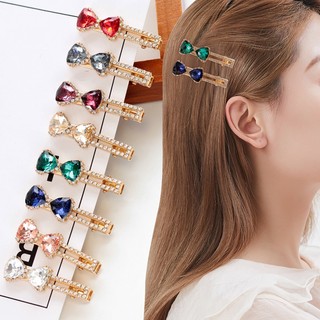 Kẹp Tóc Hình Nơ Đính Đá Pha Lê Phong Cách Hàn Quốc
