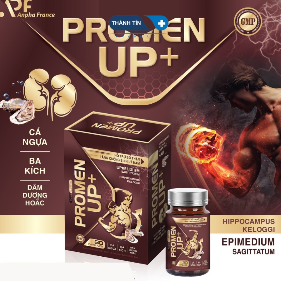 Tăng Cường Sinh Lý Nam PROMEN UP+ Giúp Bổ Thận Từ Tinh Chất Cá Ngựa, Hàu Lọ 30 Viên