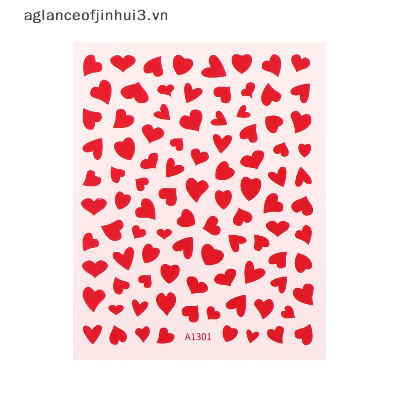 ~ Afhvn ~ Miếng Dán Trang Trí Móng Nghệ Thuật Trượt Hình Trái Tim Rỗng Màu Vàng Hồng Cho Nữ