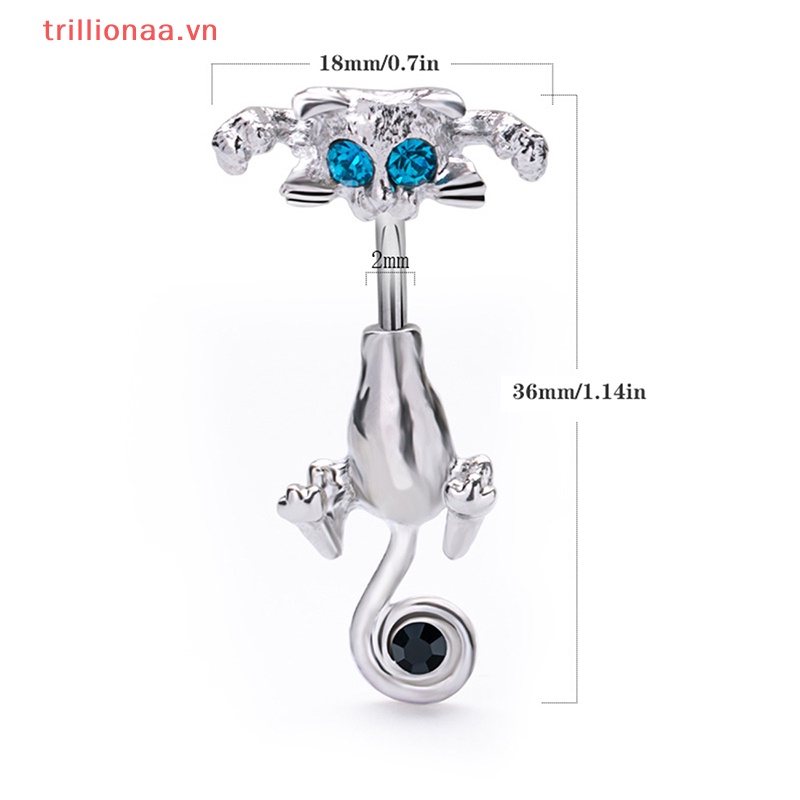 Khuyên Rốn Đính Đá Hình Mèo Phong Cách Vintage Cho Thú Cưng