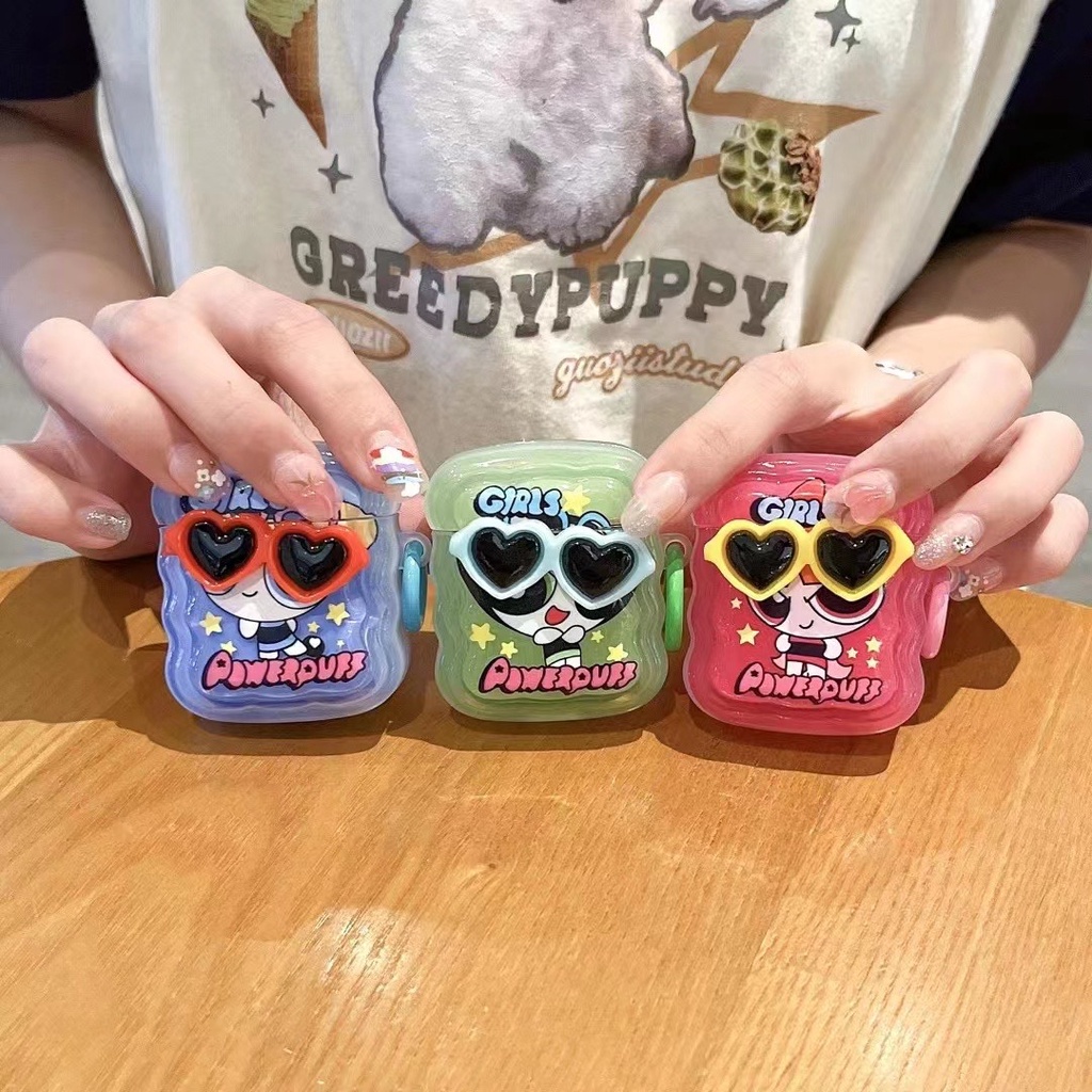 Vỏ Bảo Vệ Hộp Sạc Tai Nghe Bluetooth Airpods 1 / 2 / Pro / 3 Generation Pro2 Hình Bé Gái Đeo Kính Râm 3D Dễ Thương