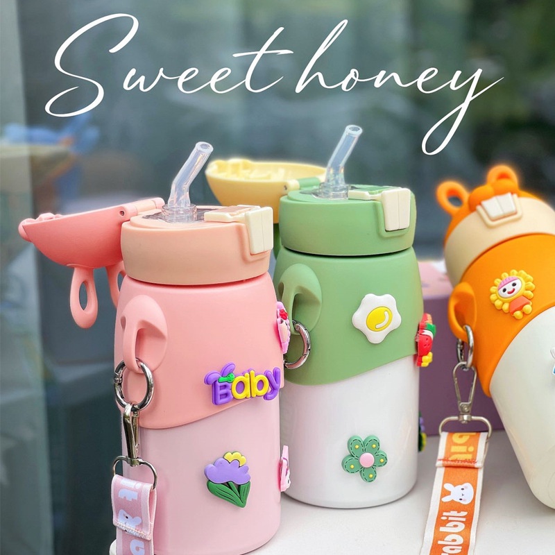 Bình Nước Giữ Nhiệt Bằng Thép Không Gỉ 316 500ml Hình Thỏ Dễ Thương