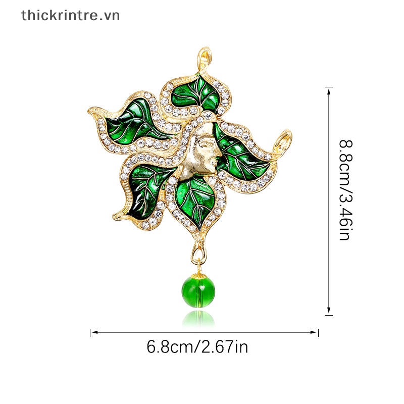 Ghim Cài Áo Hình Chiếc Lá Đính Đá Phong Cách Vintage Cho Nam Nữ