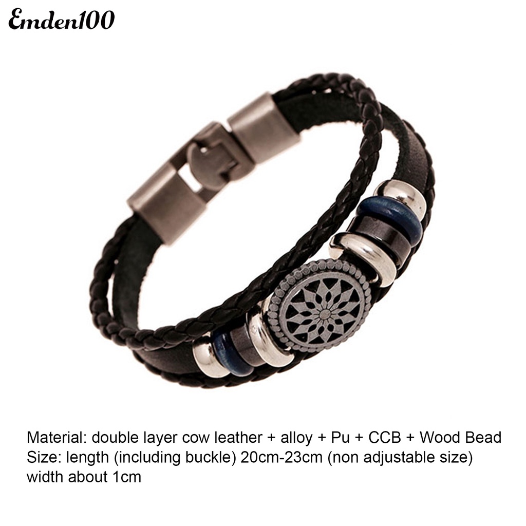 Vòng Tay Bện Dây Giả Da Nhiều Lớp Thời Trang Unisex