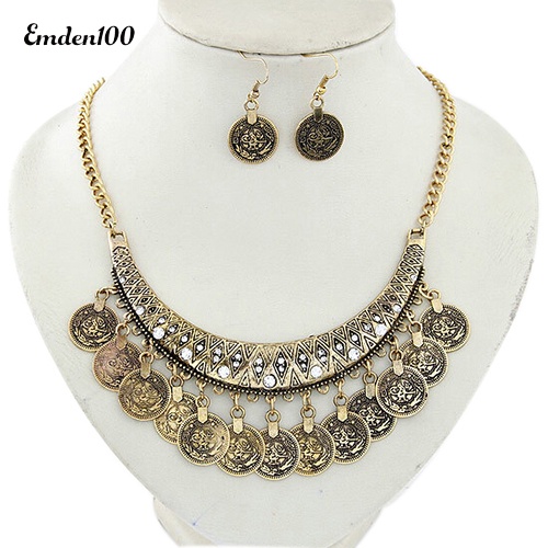 Bộ Vòng cổ + Bông Tai Thời Trang Vintage Cho Nữ