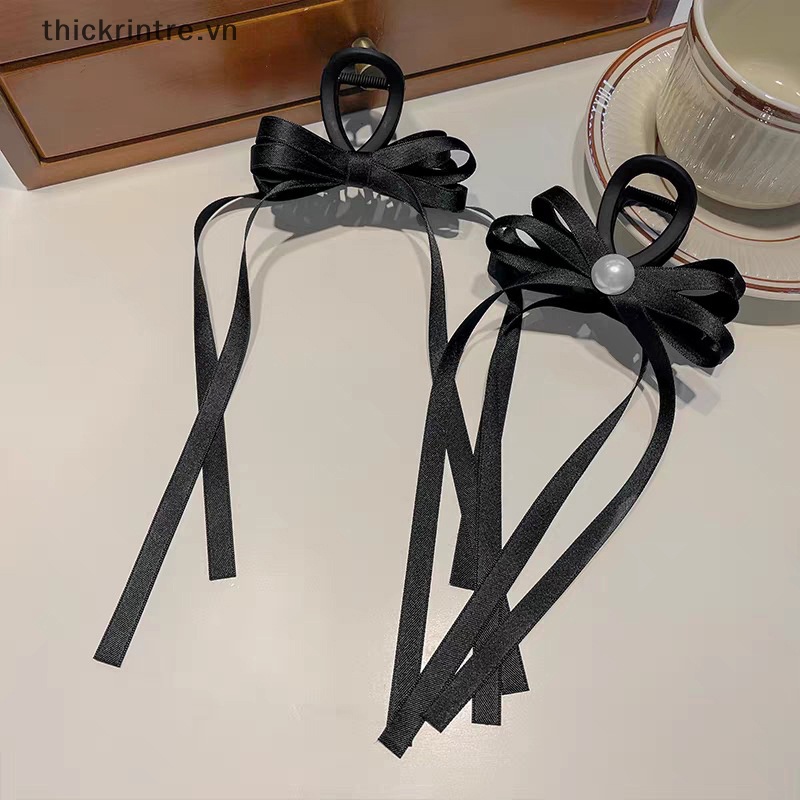 Kẹp Tóc Càng Cua Lớn Hình Nơ Đính Ngọc Trai Phong Cách Hàn Quốc Cho Nữ