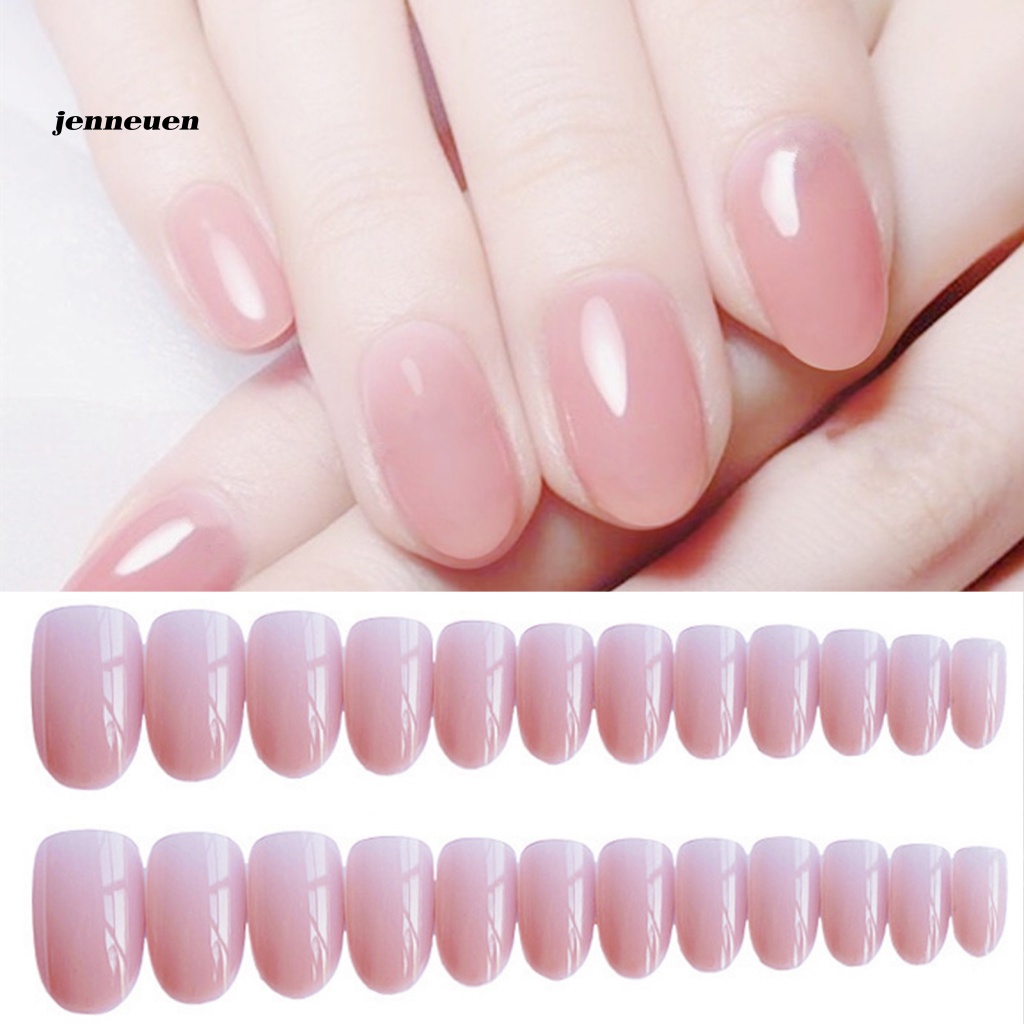 Bộ 24 Móng Tay Giả Màu Hồng Xinh Xắn Dùng Trang Trí DIY