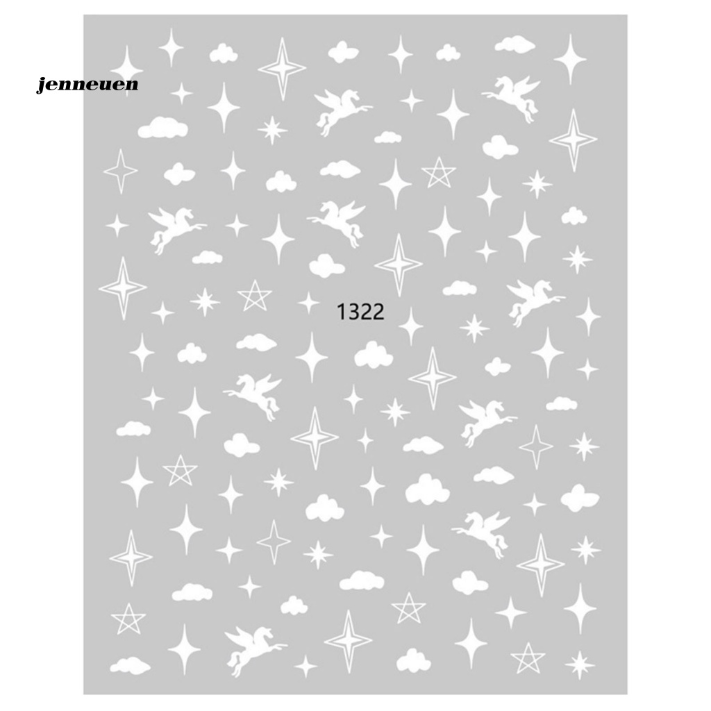 1 Tờ Miếng Dán Trang Trí Móng Tay Hình Đám Mây / Ngôi Sao / Chú Ngựa