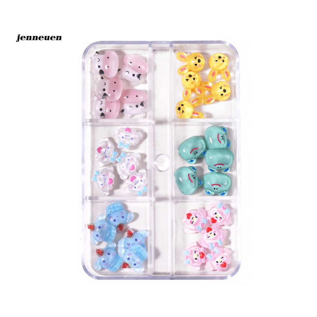 Jen 1 Hộp Nhãn Dán Trang Trí Móng Tay Mini Hình Động Vật / Thỏ / Gấu Bướm / Gấu Đáng Yêu Cho Salon
