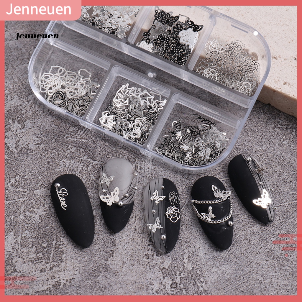 Hộp 50 Phụ Kiện Kim Loại 3D Trang Trí Móng Tay Có Thể Tháo Rời