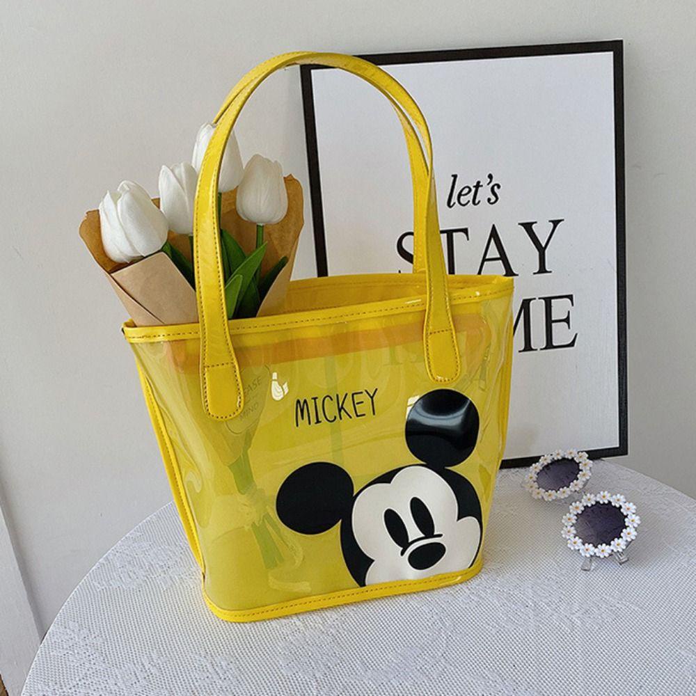 Pinou Túi Xách Nhựa pvc Trong Suốt In Hình Chuột mickey Chống Thấm Nước
