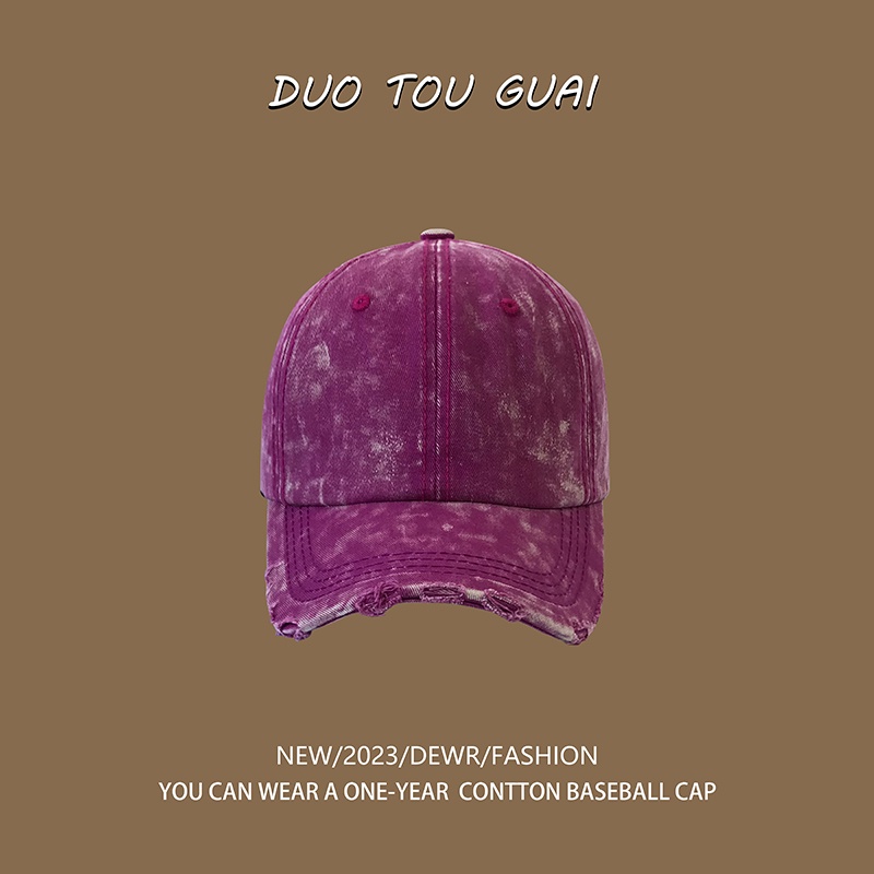 Mũ Lưỡi Trai Denim Màu Đen Thiết Kế Rách Phong Cách Retro Cá Tính Cho Nam