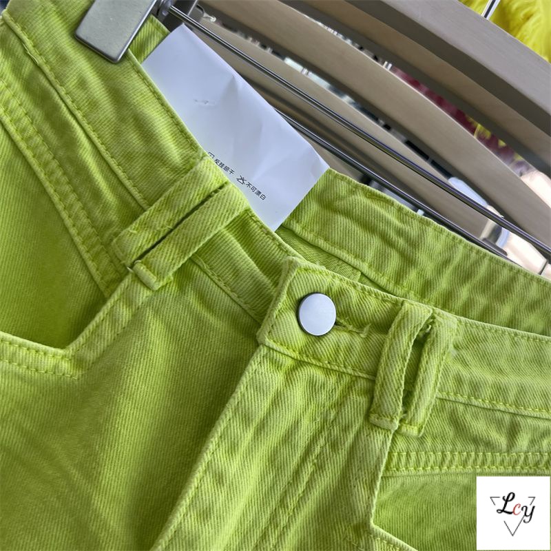 Quần Short Denim Dáng Chữ A Viền Tua Rua Màu Kẹo Ngọt Thời Trang Năm 2023 Cho Nữ