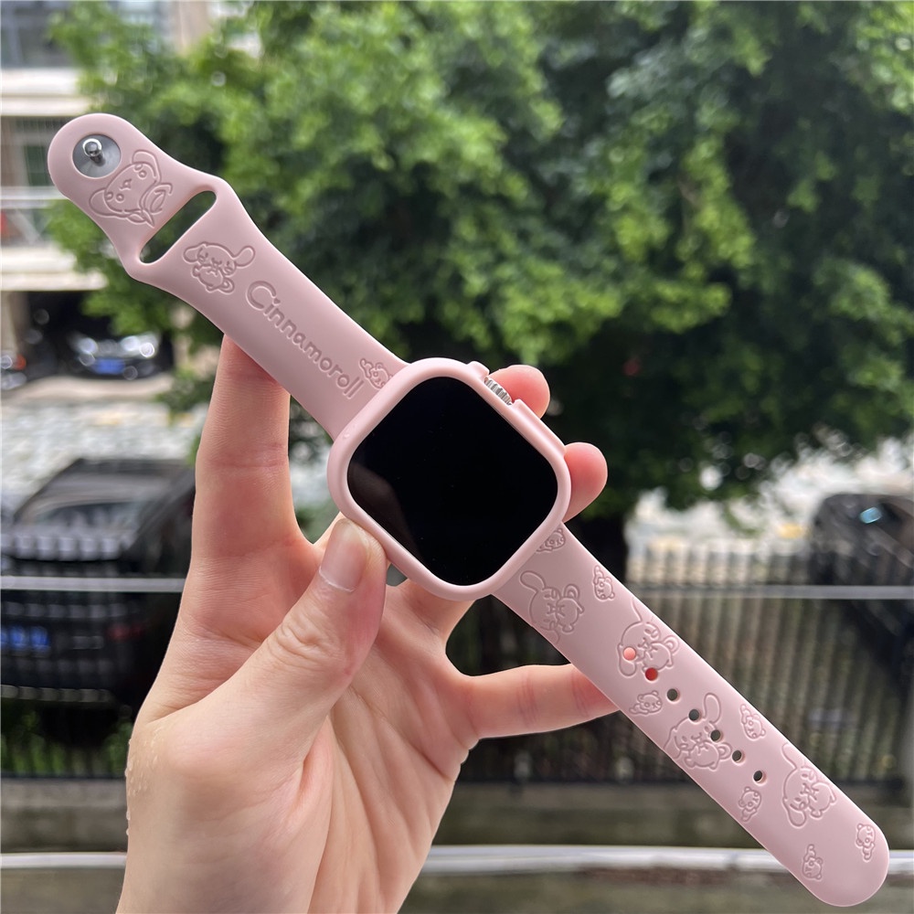 Dây Đồng Hồ Đeo Tay Họa Tiết Cinnamoroll Hoạt Hình 3D Cho Ultra 49mm S8 Series 8 7 SE 6 5 4 3 2 1