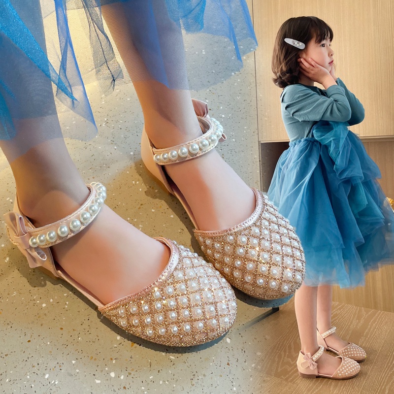 Giày Búp Bê Công Chúa Cho Bé Gái sz 21-36 Quai Nơ Dán,Đính Ngọc Phong Cách Hàn Quốc