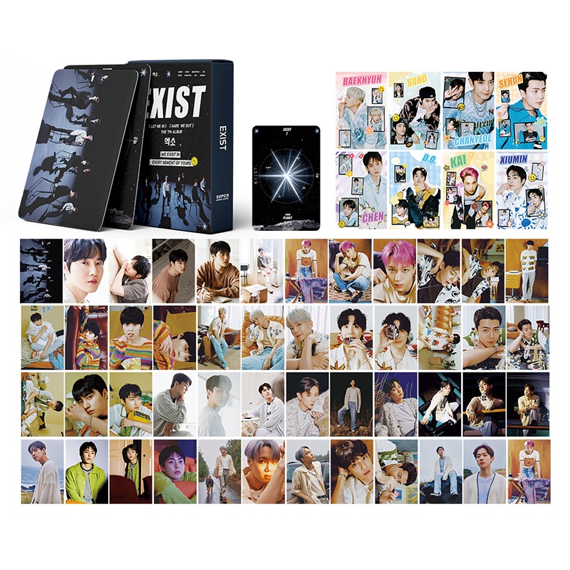 EXO Card Set 55 Tấm Thẻ Ảnh EXIST Kpop Lomo Card Hình Nhóm Nhạc