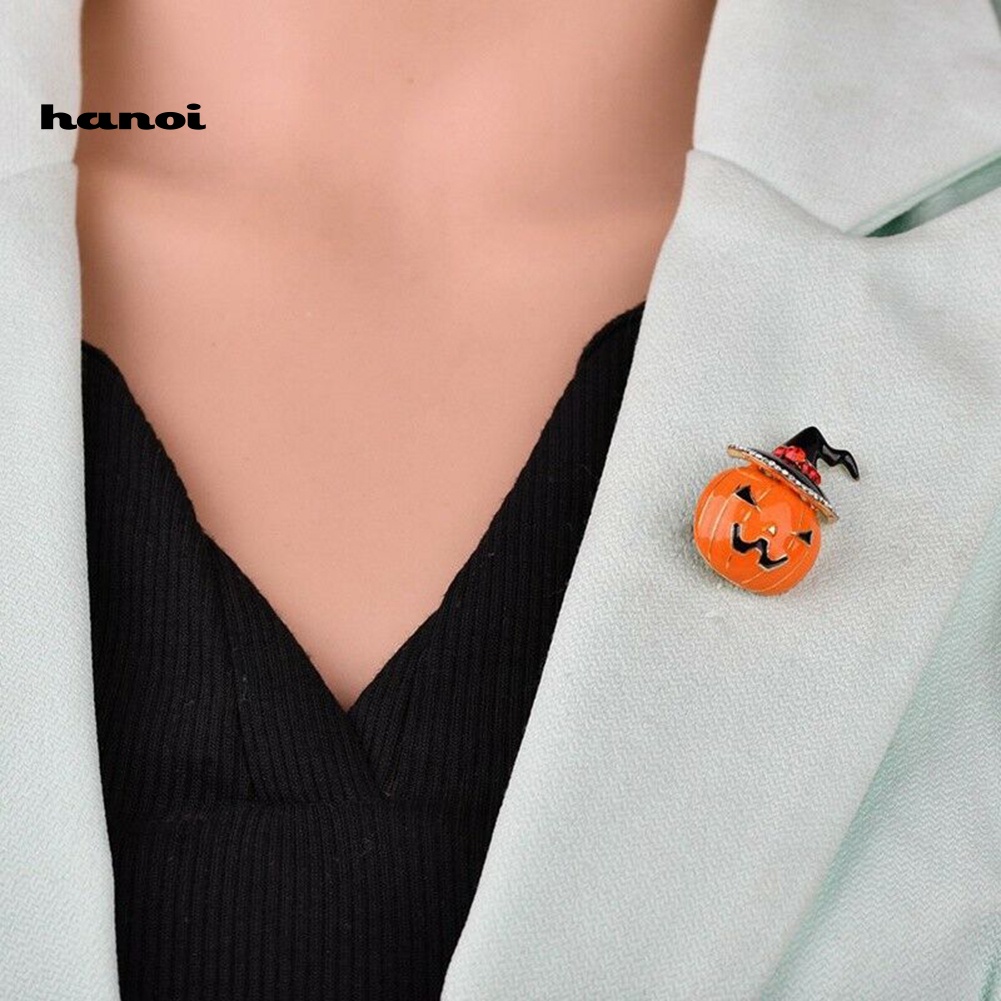 Ghim Cài Áo Hình Bí Ngô Đính Đá Phong Cách Halloween Thời Trang