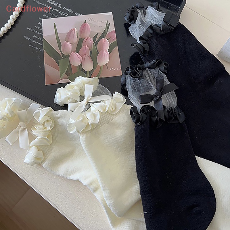 1 Đôi Tất Cotton Mỏng Phối Ren Thoáng Khí Đính Nơ Phong Cách Lolita Mới