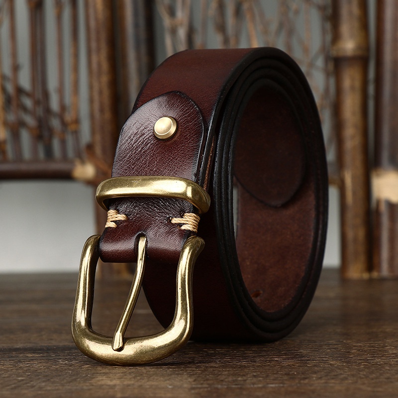 Thắt Lưng Da Phối Khóa Đồng Phong Cách retro Thời Trang Cho Nam
