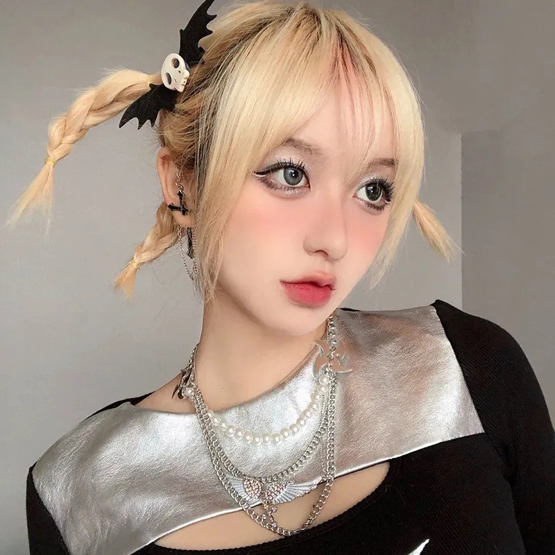 Kẹp Tóc Hình Đầu Lâu Cánh Dơi Phong Cách Gothic Ngọt Ngào Y2k