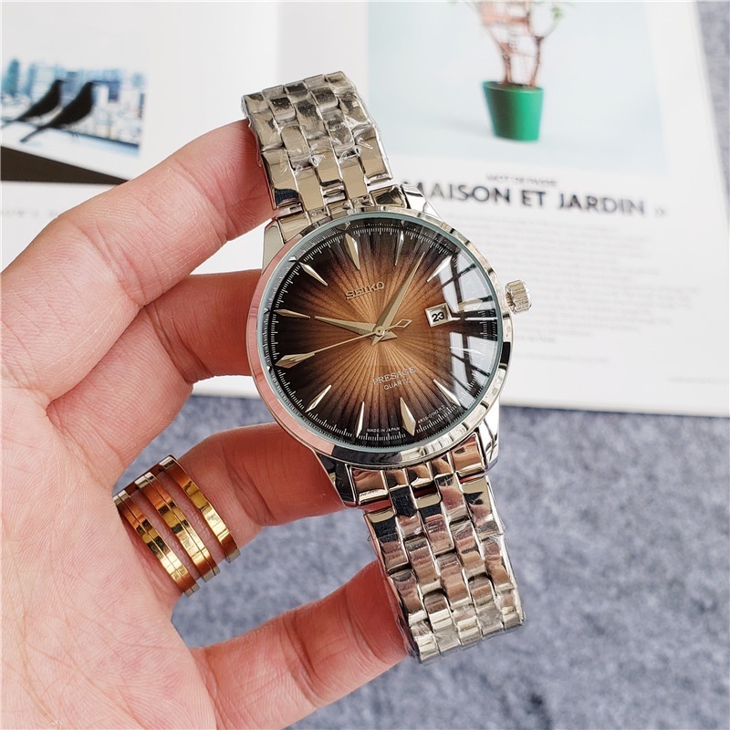 Đồng Hồ Đeo Tay Máy Quartz Dây Thép Thời Trang Lịch Lãm Cho Nam
