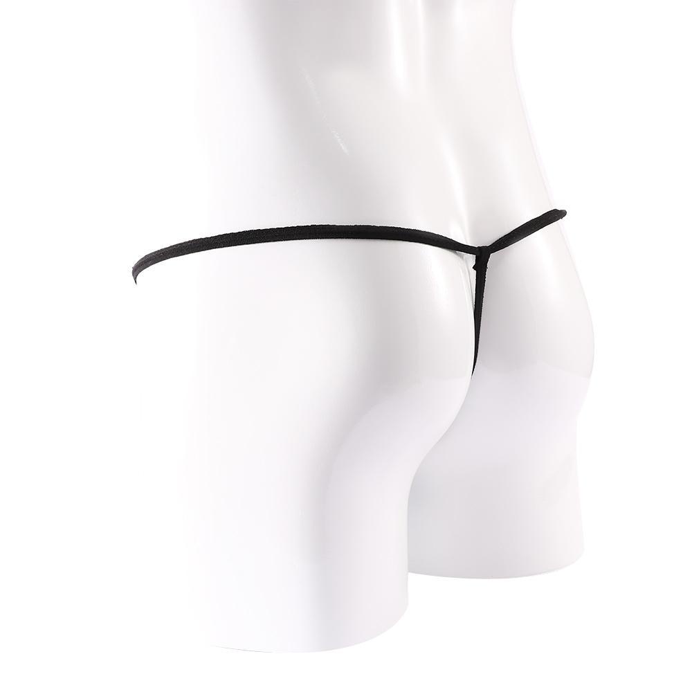 Quần Lót Nam Lọt Khe Chữ t Lưng Thấp Co Giãn Màu Đen Phối Ren Xuyên Thấu Elm1