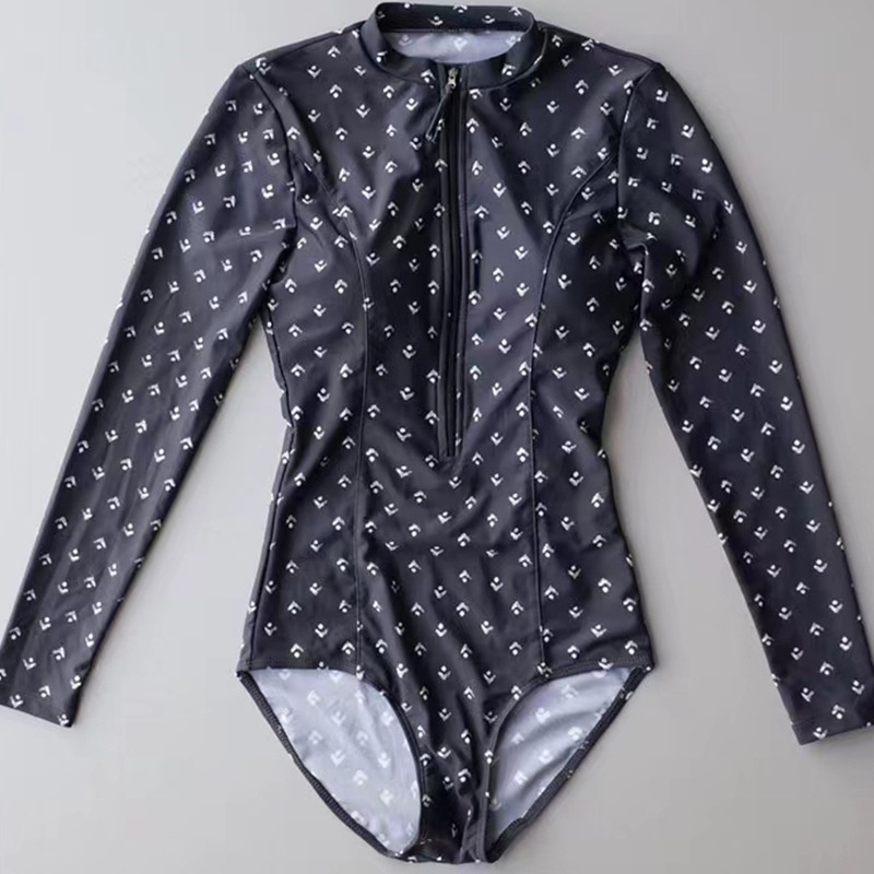 Bikini nữ dài tay khóa kéo Đồ bơi nữ cộc tay quần đùi kín đáo AA7571