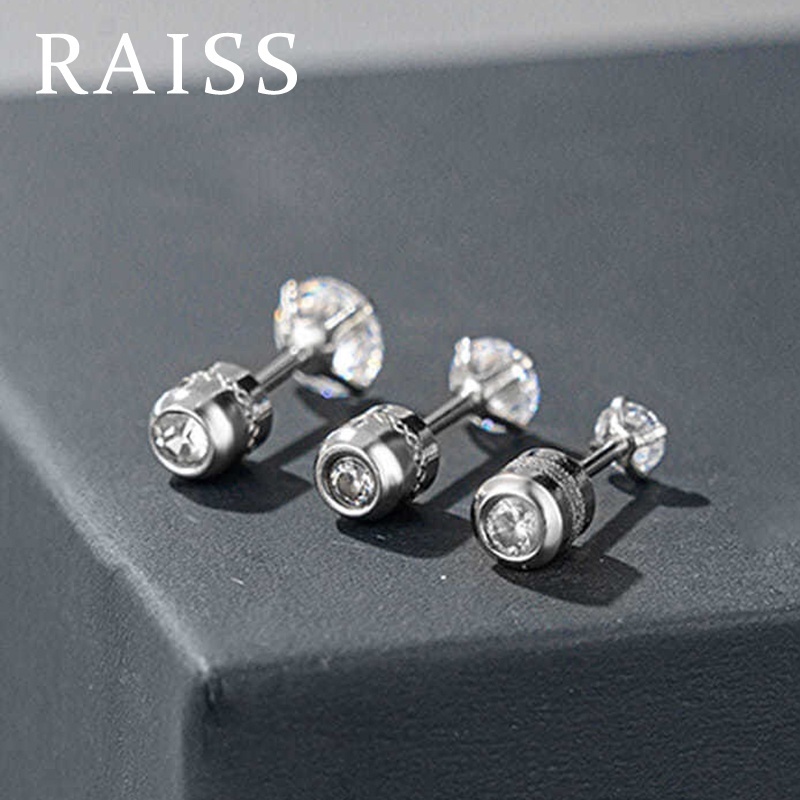 1 Đôi Bông Tai Thép Titan Không Gỉ Đính Kim Cương Giả Dành Cho Nam Và Nữ