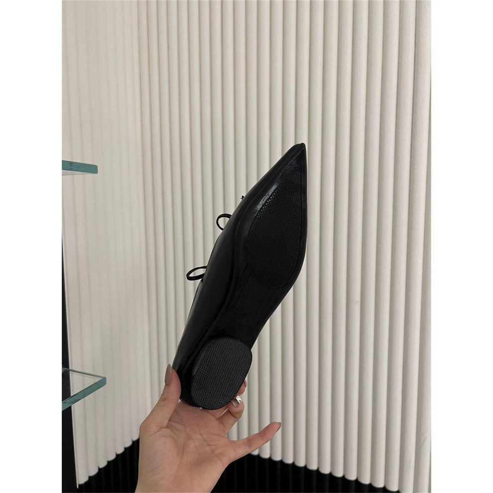 Giày Búp Bê Mũi Nhọn Miệng Nông Đế Bằng Mềm Mại Thoải Mái Đính Nơ Phong Cách Pháp Thời Trang Mùa Thu 202