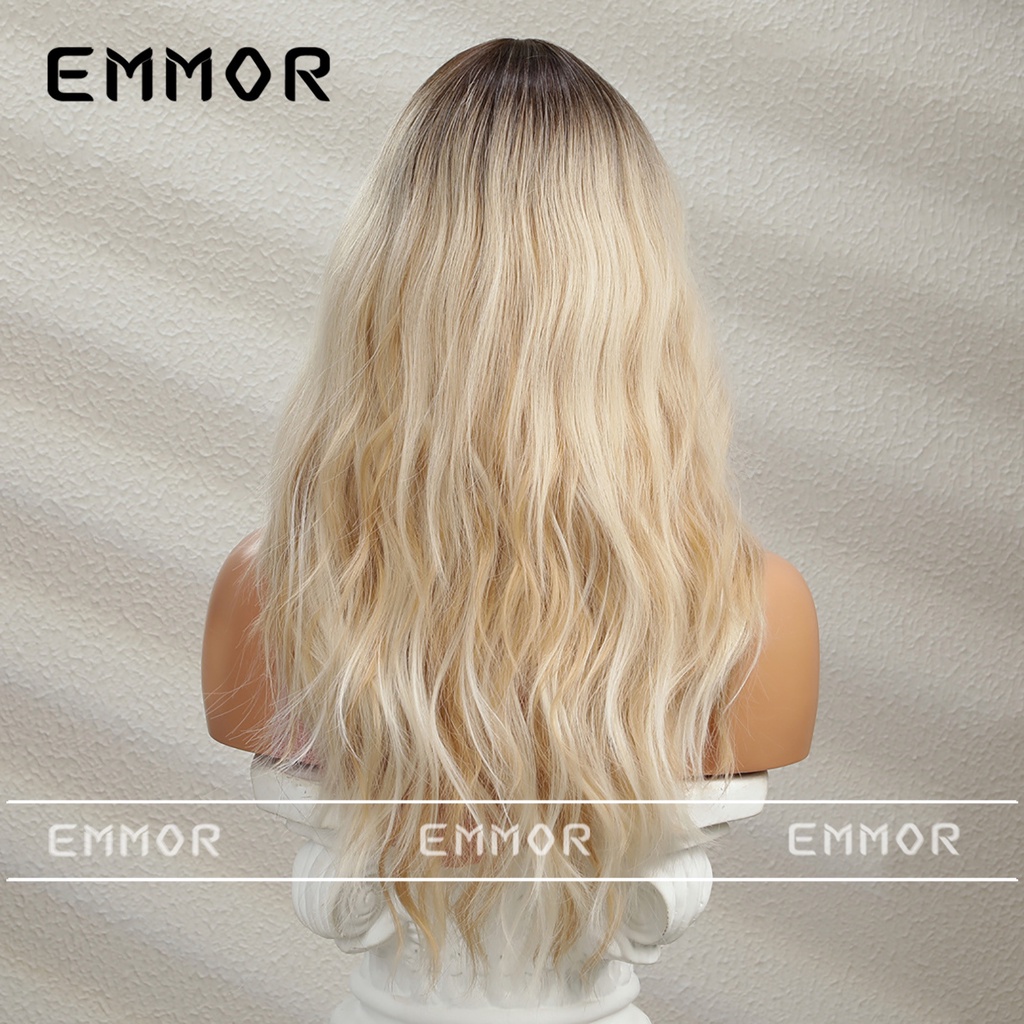 Bộ Tóc Giả Dài Trung Bình Màu Vàng Đen Gradient Phong Cách Âu Mỹ Thời Trang Cho Nữ