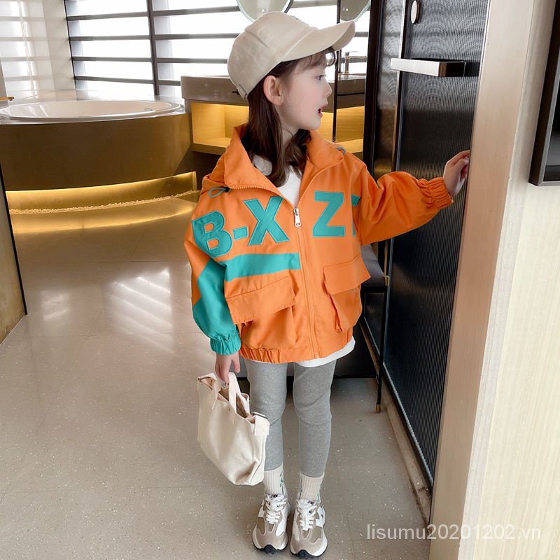 Áo Khoác Gió Có Nón Dáng Rộng Phong Cách Hàn Quốc Thời Trang Mùa Xuân Mới Cho Bé Gái