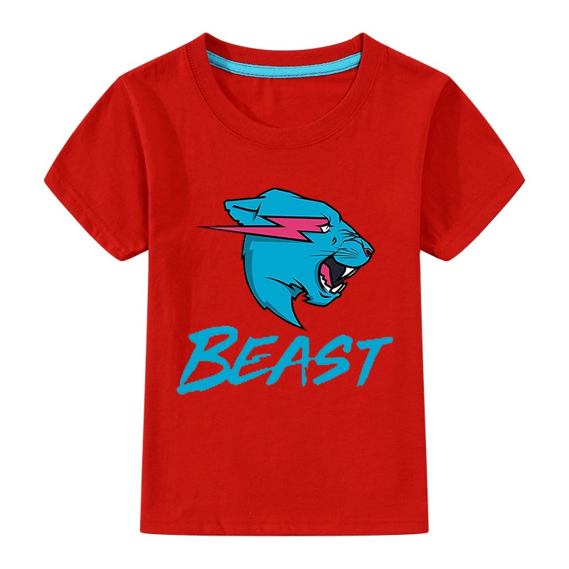 Áo Thun Cotton Tay Ngắn In Họa Tiết Hoạt Hình Mr Beast Dành Cho Trẻ Em 3-15 Tuổi